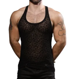 Sheer Glitter Leopard Tank