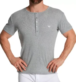 Emporio Armani Ribbed Cotton Slim Fit Henley