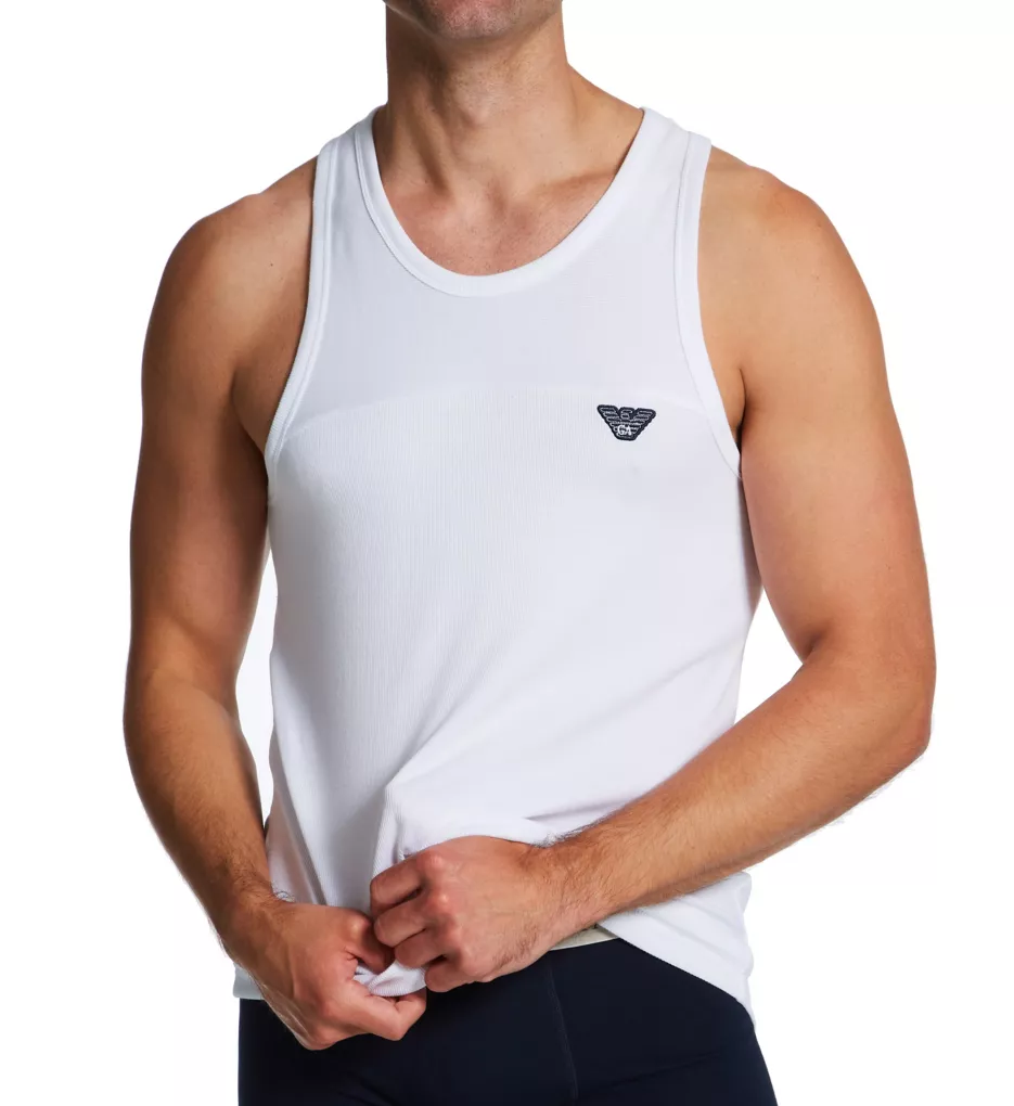 Emporio Armani Ribbed Stretch Cotton Tank - Image 2