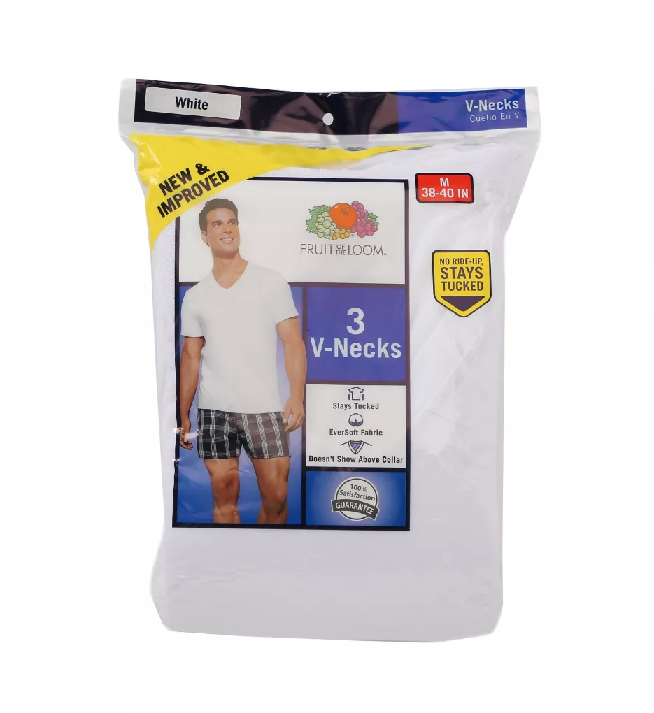 FRUIT OF THE LOOM 100% Cotton Stay Tucked V-Neck T-Shirts - 3 Pack - Image 4