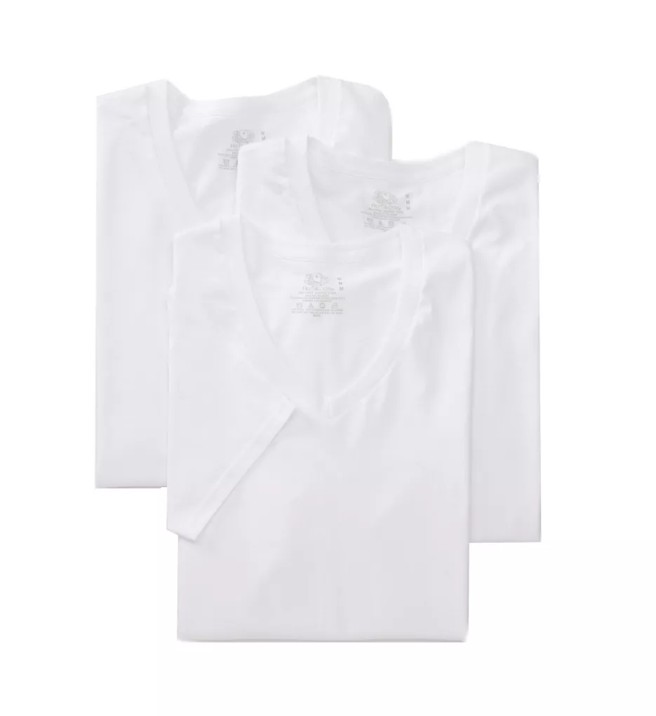 FRUIT OF THE LOOM 100% Cotton Stay Tucked V-Neck T-Shirts - 3 Pack - Image 5