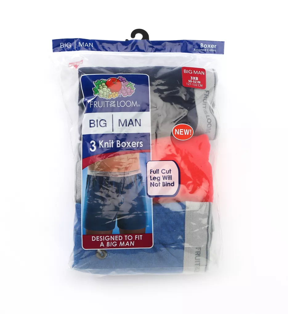 FRUIT OF THE LOOM Big Man's Assorted Cotton Knit Boxers - 3 Pack - Image 4