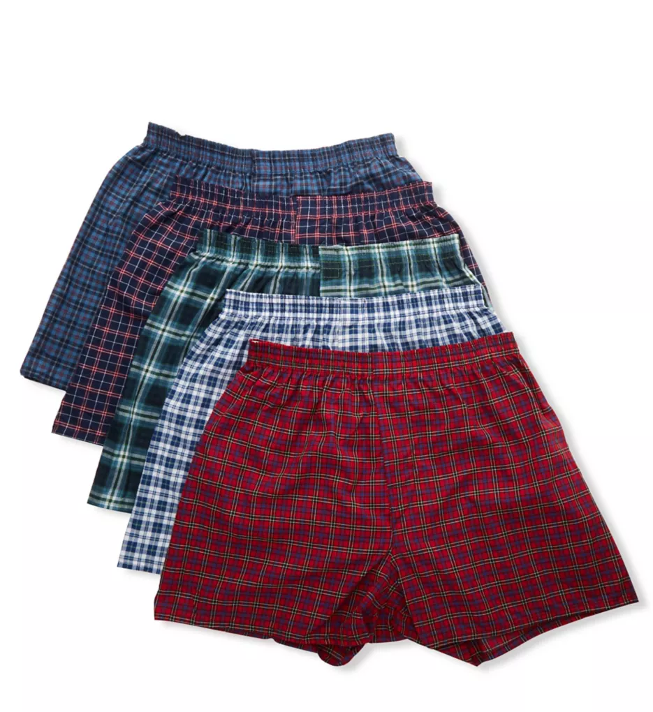 FRUIT OF THE LOOM Assorted Tartan Plaid Woven Boxers - 5 Pack - Image 4