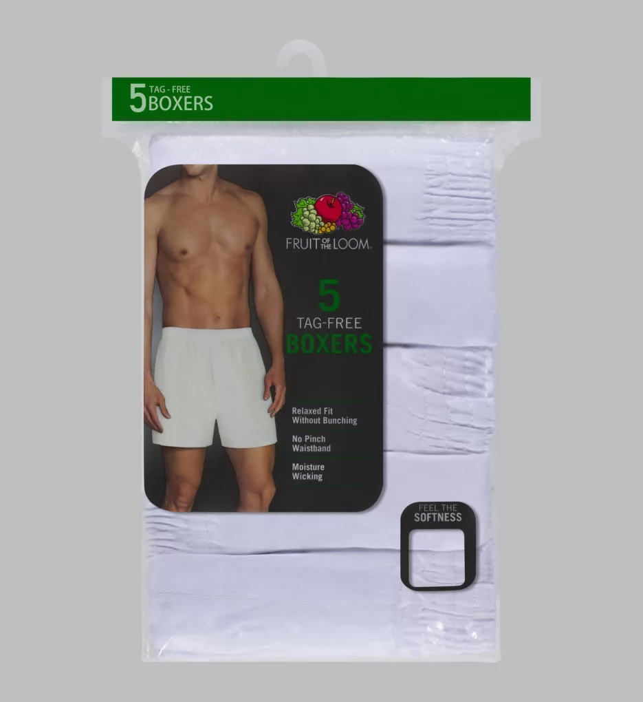 FRUIT OF THE LOOM Core Solid White Woven Boxers - 5 Pack - Image 4