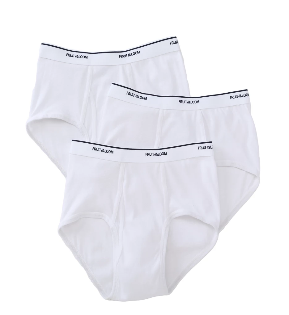 FRUIT OF THE LOOM Mens Full Cut 100% Cotton White Briefs - 3 Pack - Image 5