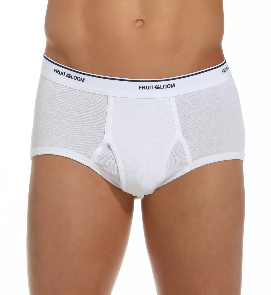 FRUIT OF THE LOOM Mens Full Cut 100% Cotton White Briefs - 3 Pack - Image 2