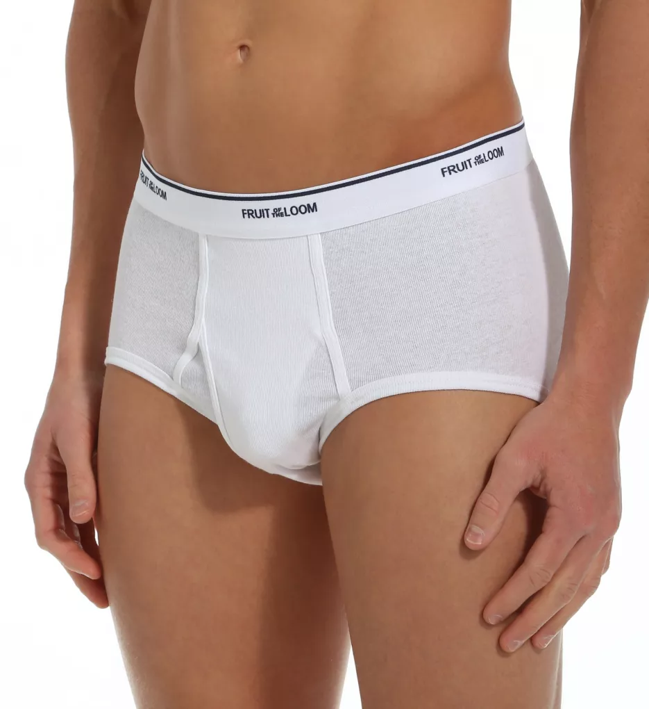 FRUIT OF THE LOOM Mens Full Cut 100% Cotton White Briefs - 3 Pack
