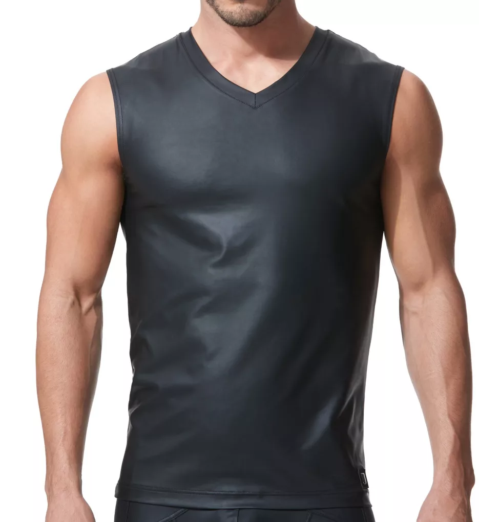Crave Faux Leather Muscle Shirt - Image 2