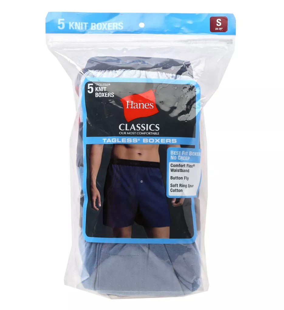 Hanes Premium Cotton Assorted Knit Boxers - 5 Pack - Image 4